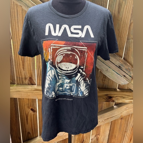 Hyper Space NASA Moon Explorer Black Cotton Short Sleeve T-Shirt Size S - Picture 6 of 6